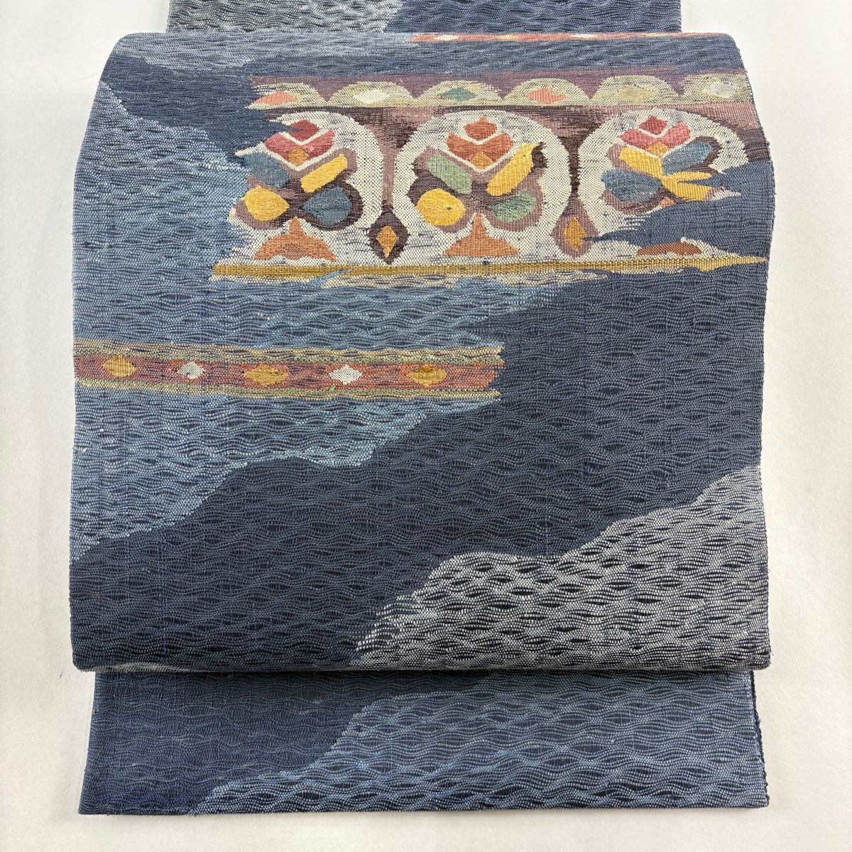 袋帯 秀品 草花 藍色 お太鼓柄 正絹 【中古】 - メルカリ