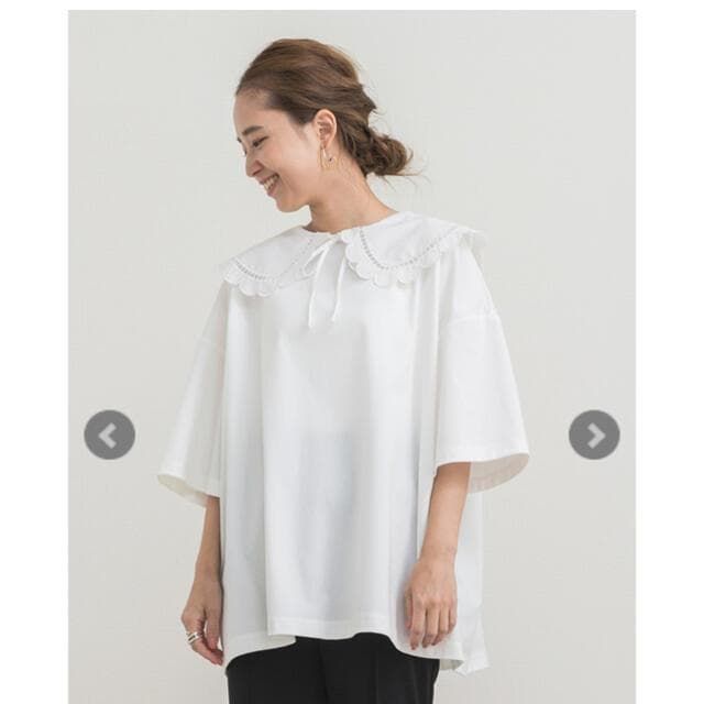 119 y ヨリ yori スカラップ リボン ビッグ カットソー