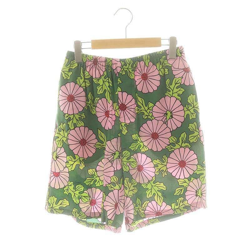 グッチ GUCCI × KEN SCOTT 21SS 639389 フローラル シルクショーツ ハーフパンツ 花柄 44 緑 黄緑 ピンク |MI OS