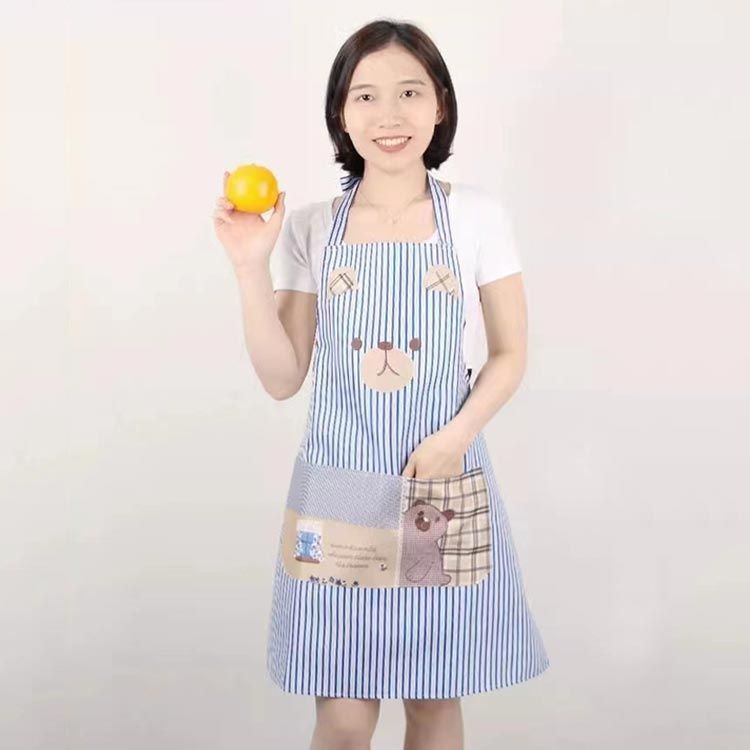 レディース メンズ 保育士 ストライプ 防汚エプロン 先生 男女