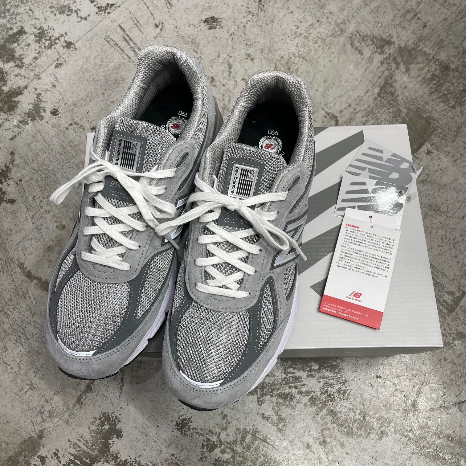 国内正規 未使用品 New Balance 990v4 Grey Silver スニーカー グレー 