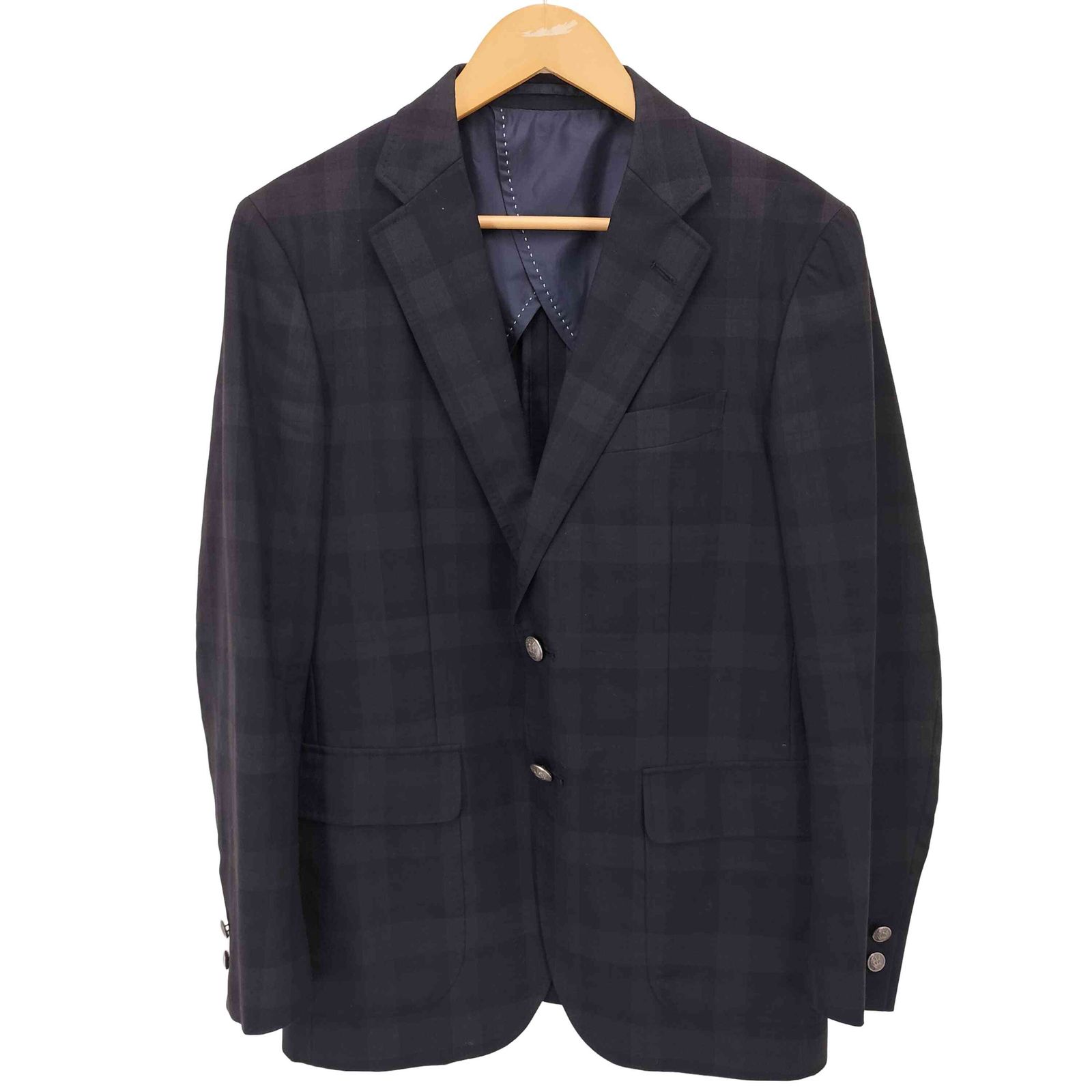 ケント Kent Super 100S Premium Wool ブラックウォッチ 銀ボタン 2B テーラードジャケット メンズ  92 A5