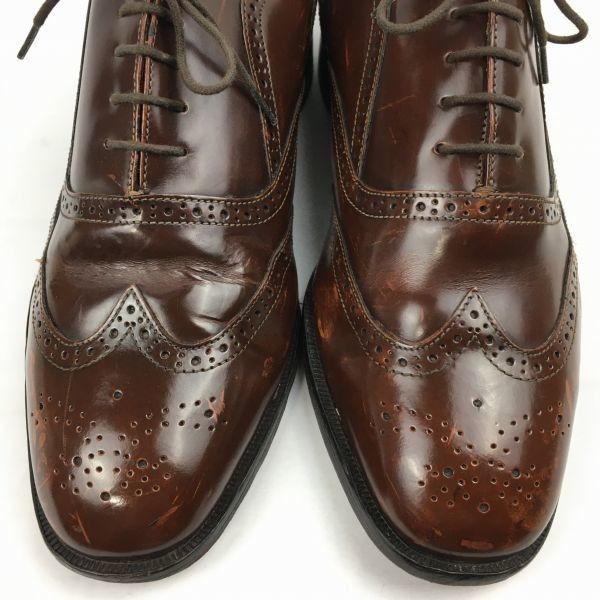 AMBLER/エムブラー　Vintage/オールレザー　フルブローグ　ウイングチップ　ビジネスシューズ　茶　サイズ7.5　25.5程度　メンズ/管NO.ZH-65 AMBLER/エムブラー Vintage/オールレザー フルブローグ ウイングチップ