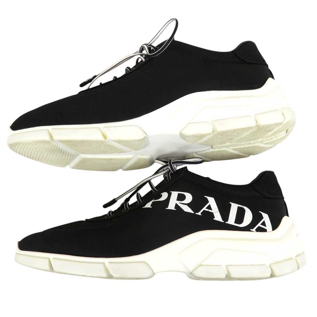 【PRADA】希少品☆lady's ビッグロゴ スニーカー(35/35.5size) PRADA Downtown Low Top Sneakers Leather White Silver Women's
