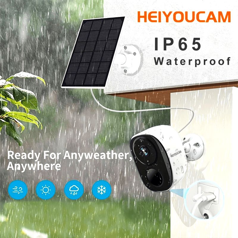HEIYOUCAM 1セットのソーラーバッテリーセキュリティカメラ 3MPナイトビジョン付きスポットライト ワイヤレスバッテリーソーラー駆動 人間検出機能 ソーラーパネル付き PIR人間検出 双方向通話 SDカード|クラウドストレージ 屋外用ワイヤレスセキュ