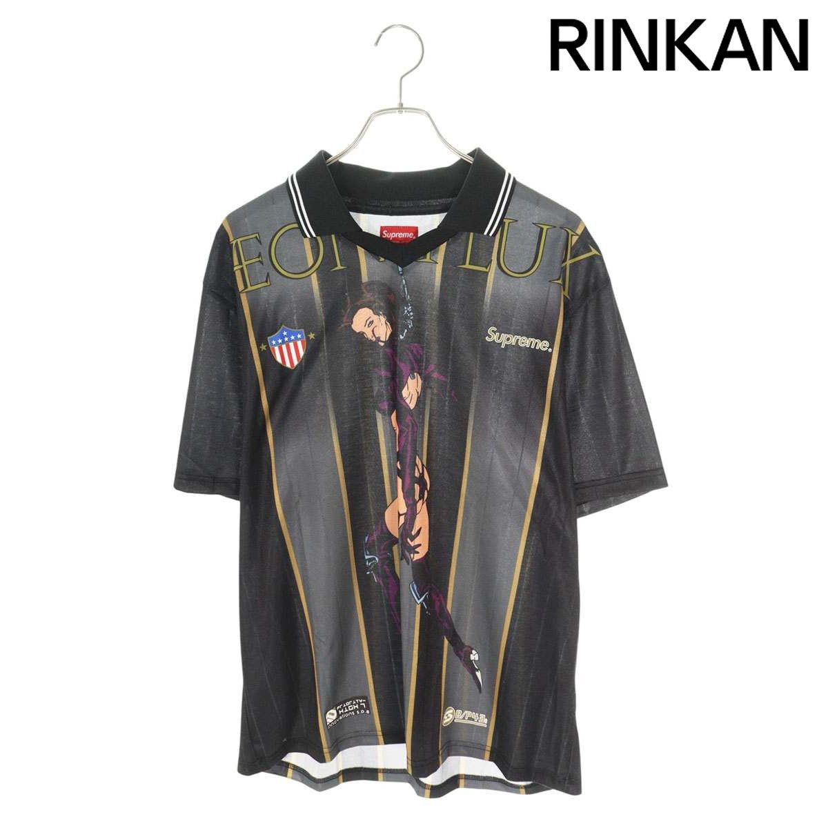 シュプリーム  Aeon Flux Soccer Jersey プリントストライプサッカー半袖ポロシャツ メンズ L