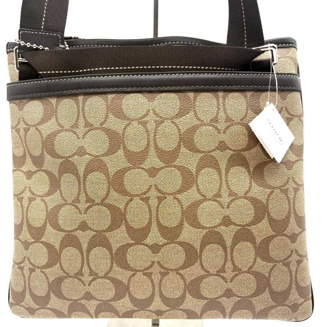 コーチ シグネチャー ショルダーバッグ ブラウン PVC×レザー COACH