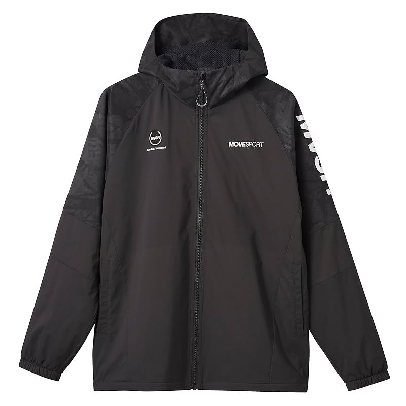 彡 ムーブスポーツ ウィンドブレーカー デサント HEATNAVI TOUGH 総柄グラフィック フルジップフーディー トレーニング BKBK XO 0