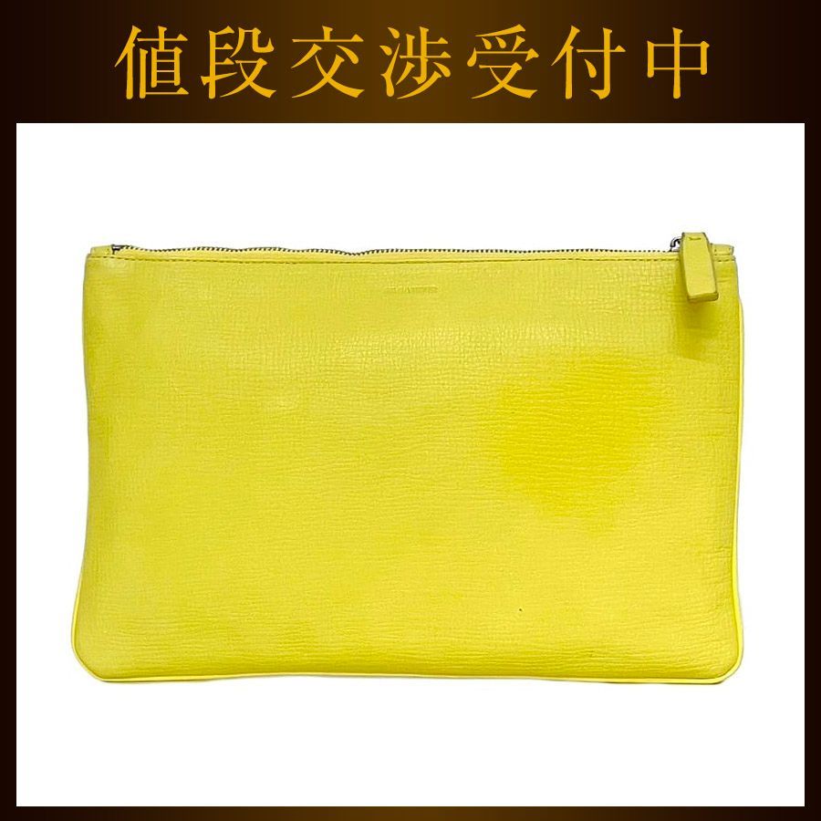 ジルサンダー クラッチバッグ イエロー 美品 レザー 中古 JILSANDER