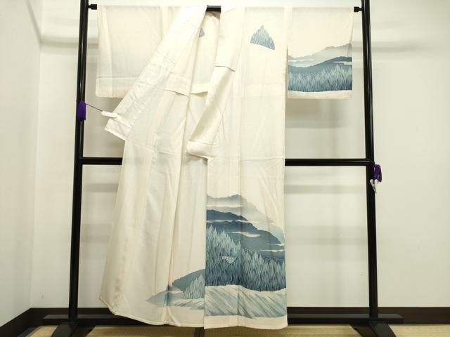 平和屋着物＊夏物　訪問着　縦絽　草花文　暈し染め　正絹　逸品　AABA2837jd 平和屋着物＊夏物 訪問着 縦絽 草花文 暈し染め 正絹 逸品