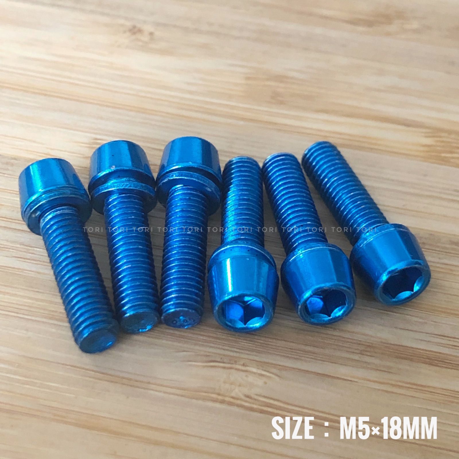 ステムボルト M5 セット6本入 ブルー 青 ステムボルト M5 セット6本入 ブルー 青 自転車 ステムボルト