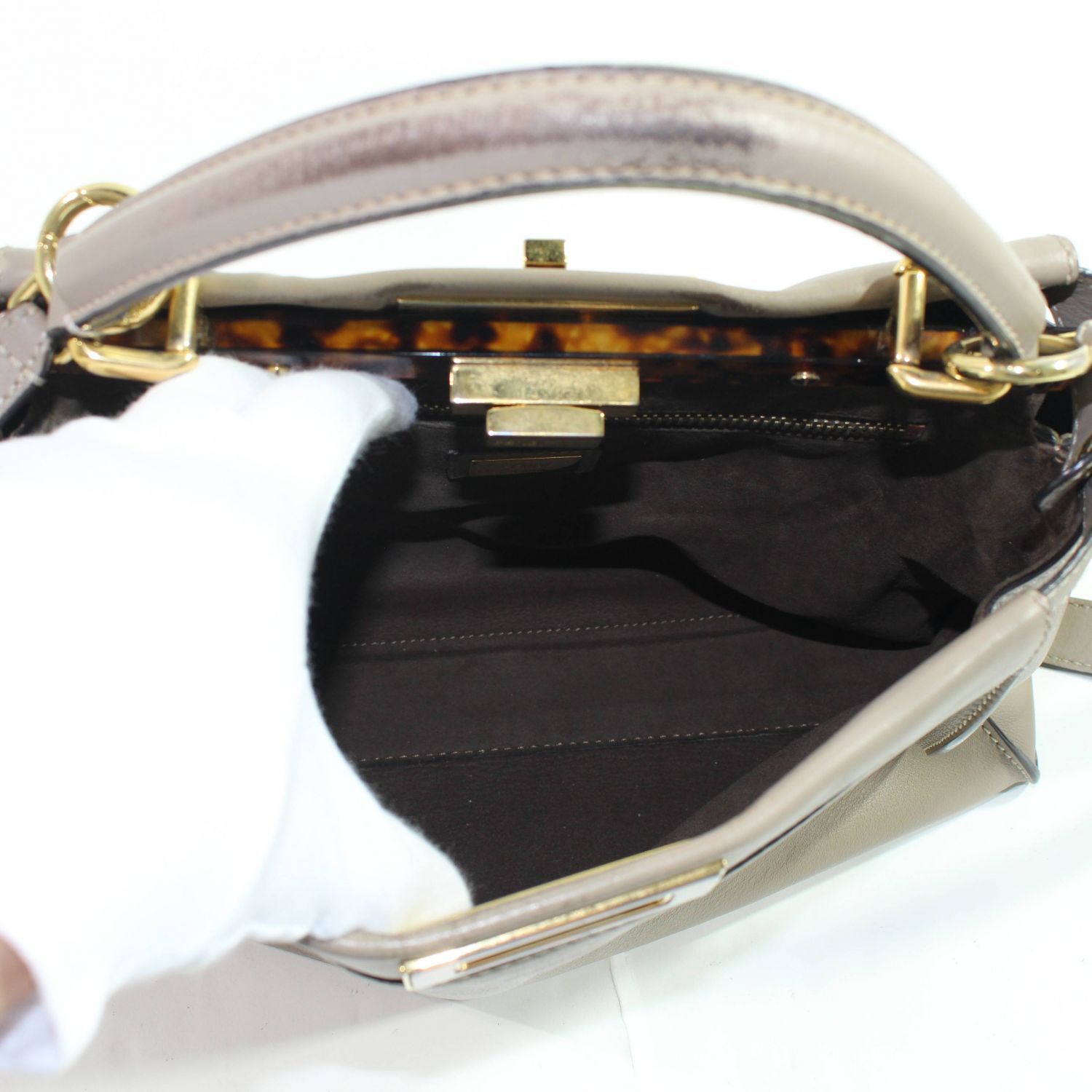 FENDI ピーカブー　レギュラー レザー ハンドバッグ ベージュ ピーカブー ミニ レザー ベージュ | Fendi