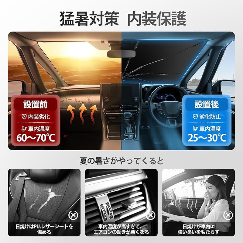 【2025新登場反射生地】J-PREMIS トヨタ ランドクルーザー プラド 150系 車用サンシェード 傘型 ランクル150 車種専用設計 スポーティ タイプ パラソル 2017年9月～現行 傘式 UVカット 10本骨 ガラス繊維 カーサンシェード 日よけ 