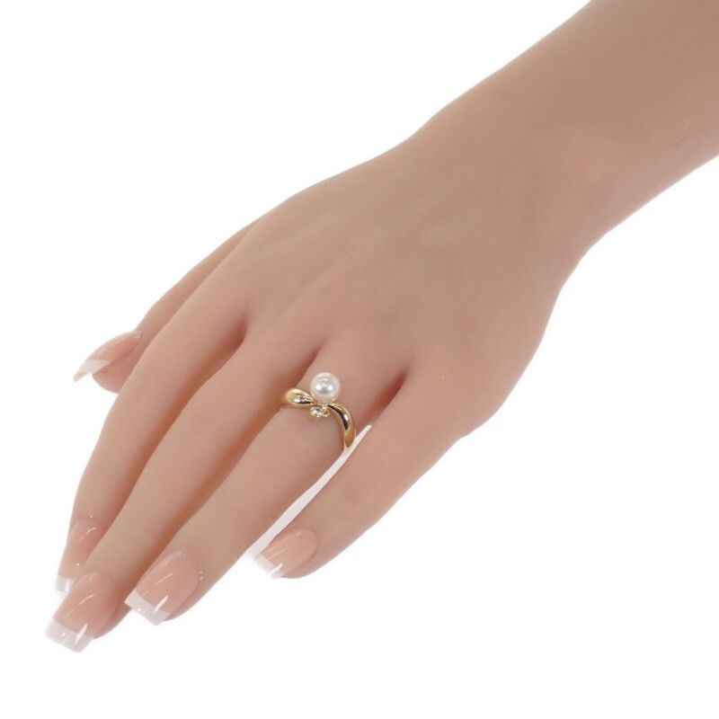 あこや真珠リングK１８ MIKIMOTO】あこや真珠 リング K18イエローゴールド ダイヤモンド