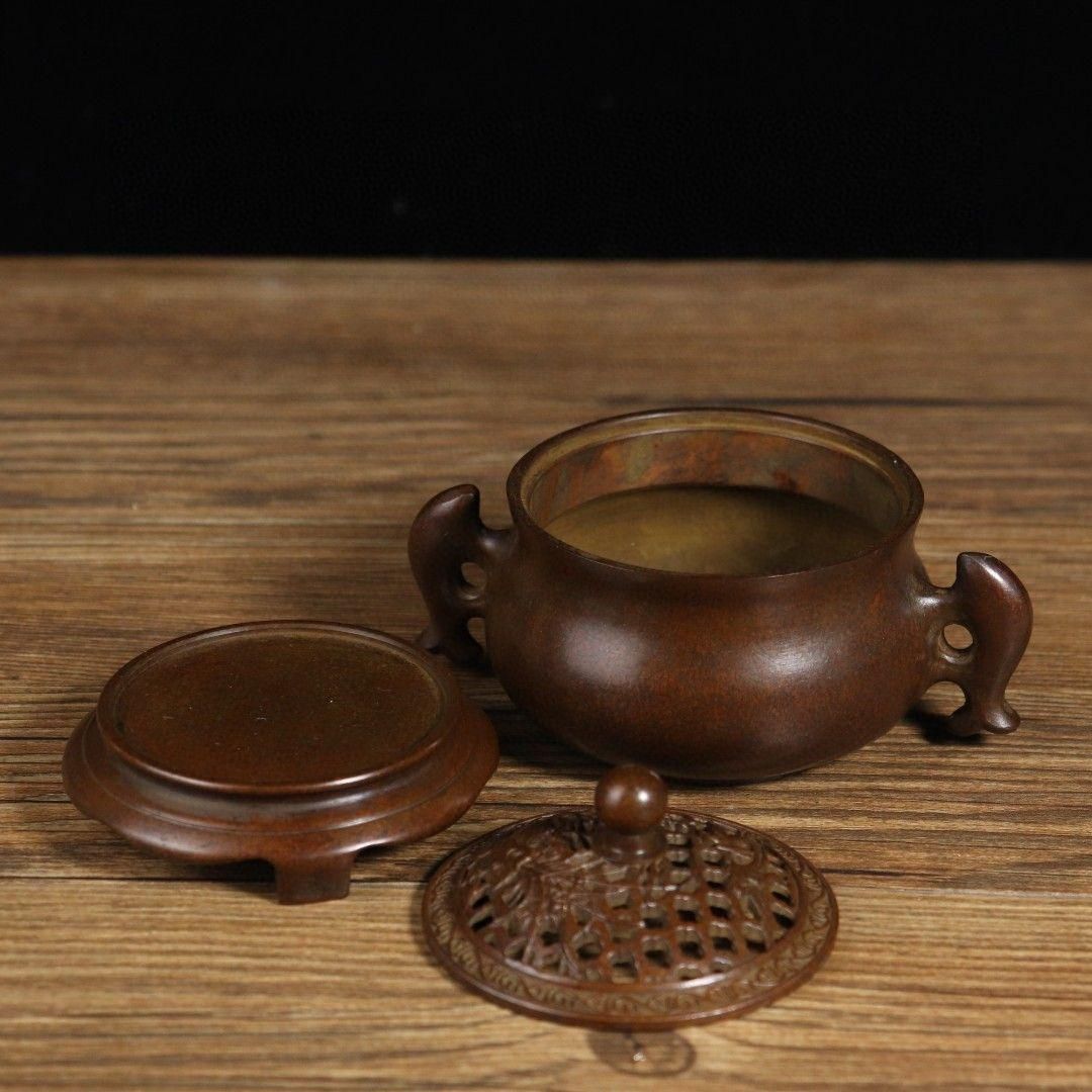 銅製 双魚耳香炉 室内盤香炉 茶道香り炉 香道具 工芸品 置物 銅製 双魚耳香炉 室内盤香炉 茶道香り炉 香道具 工芸品 置物