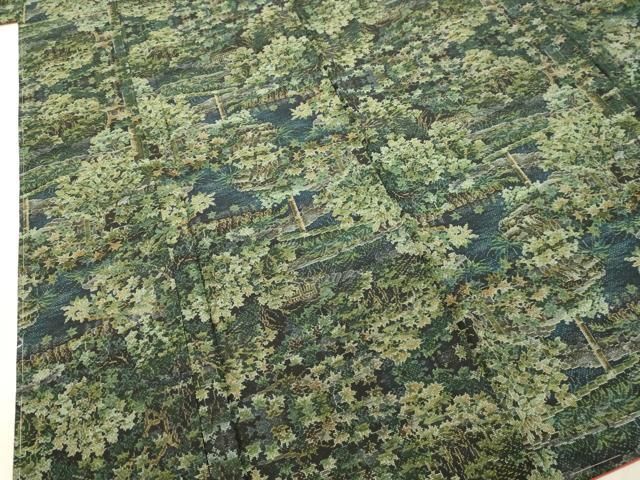 平和屋着物○本場大島紬 7マルキ 風景草葉文 藤絹織物謹製 証紙付き  