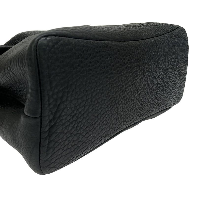 ヒロフ ワンショルダーバッグ トート フラップ 鞄 ロゴ 刻印 レザー 黒