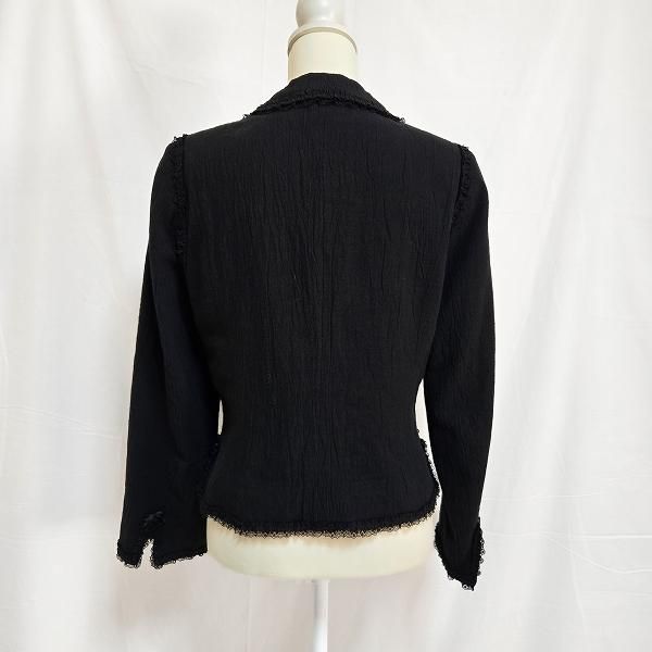 美品✨カネコイサオ フリル ジャケット 黒 KANEKO ISAO（カネコイサオ） #apc ジャケット 黒 リボン ノーカラー