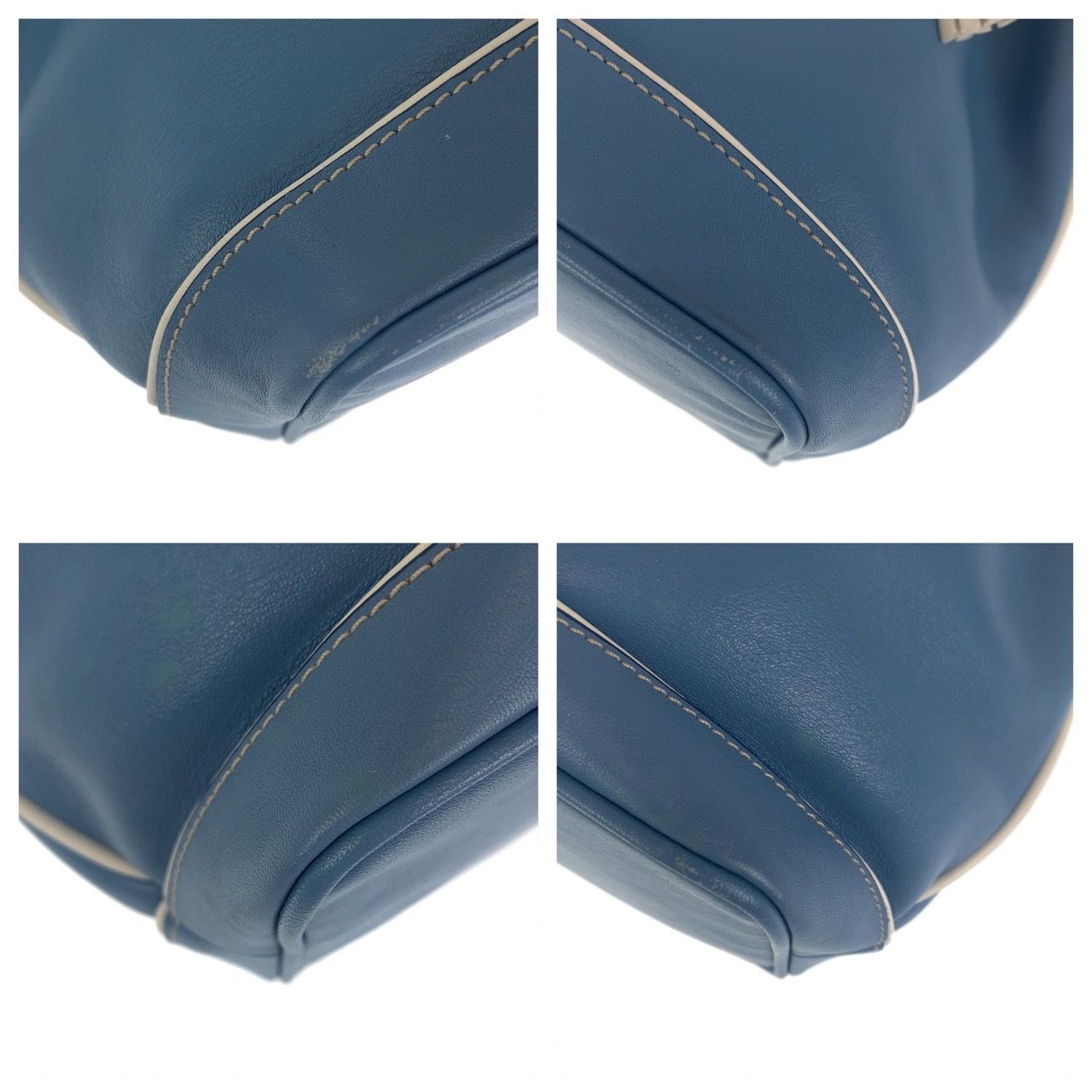 COACH コーチ ブルー 青 ホワイト 白 シルバー金具 レザー ショルダーバッグ ワンショルダーバッグ レディース 402343 【中古】【中古】 COACH コーチ ブルー 青 ホワイト 白 シルバー金具 レザー ショルダーバッグ ワンショルダーバッグ レディース 402343