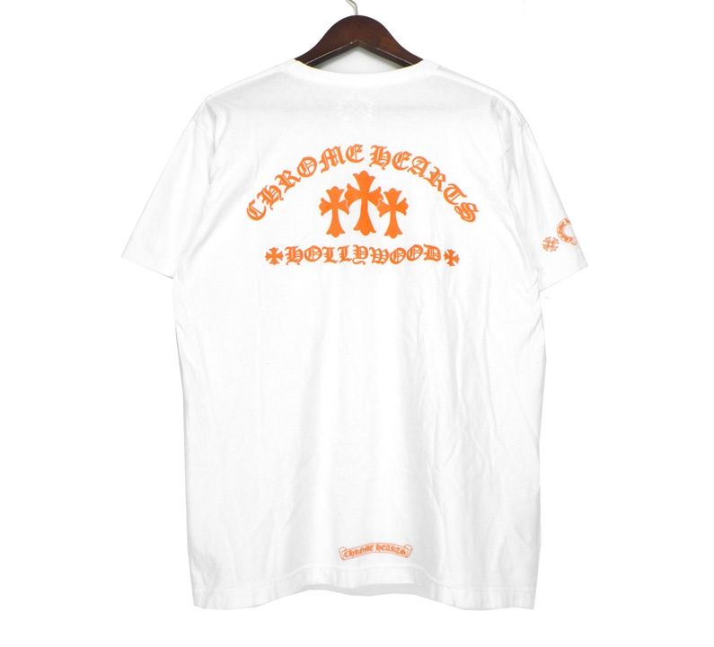 紙袋付き!! CHROME HEARTS オレンジ 3セメタリー クロス Tシャツ 紙袋付き!! CHROME HEARTS オレンジ 3セメタリー クロス Tシャツ