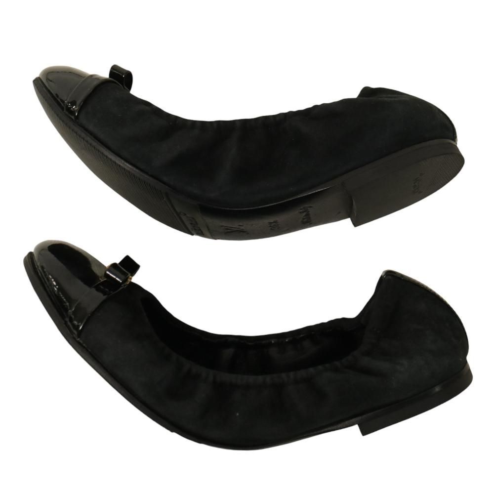 LOUIS VUITTON ヴィトン バレエシューズ スエード エナメル ロゴ