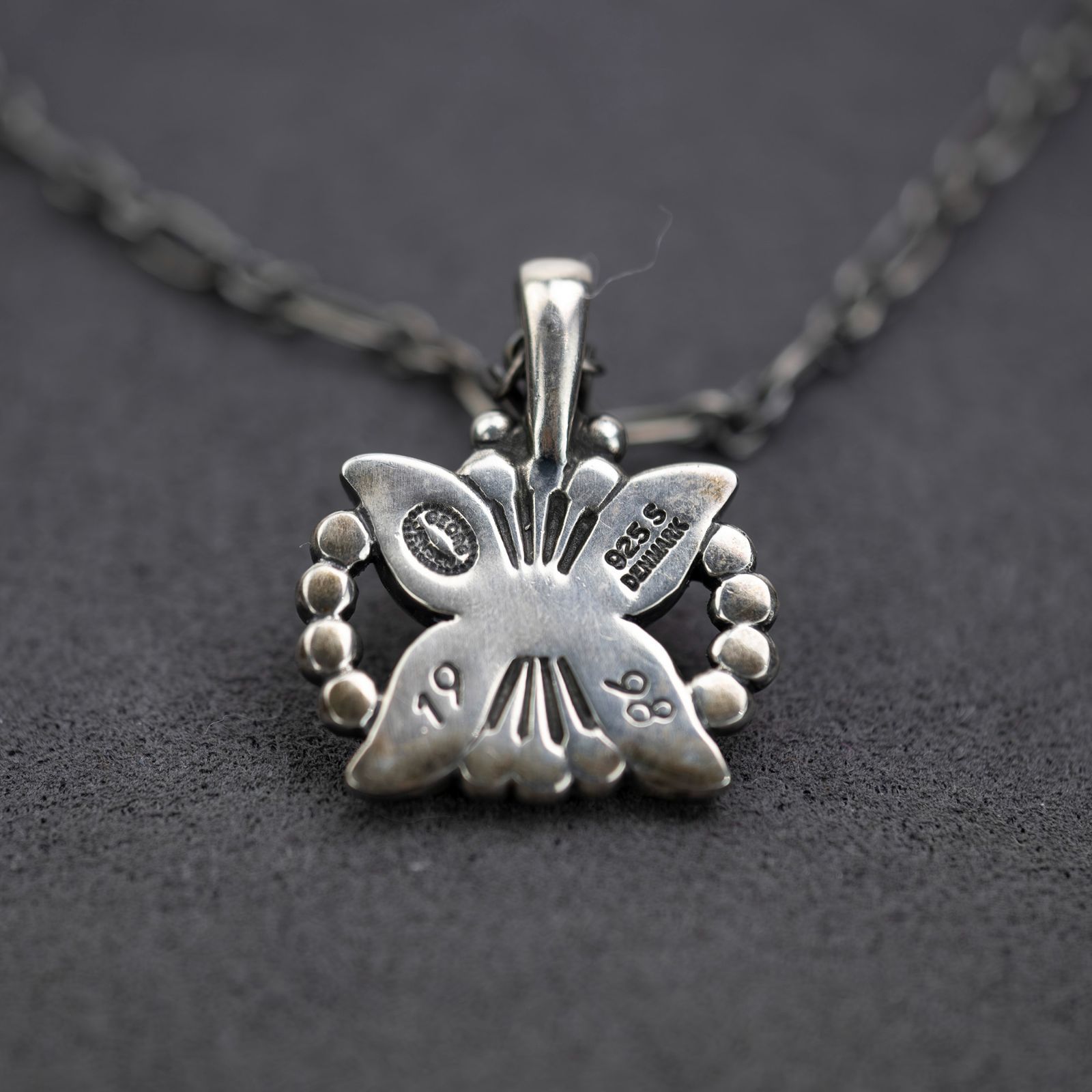  　1998　イヤーペンダント　ネックレス　シルバー 北欧デンマーク1998'sGeorg JensenジョージジェンセンHeritage