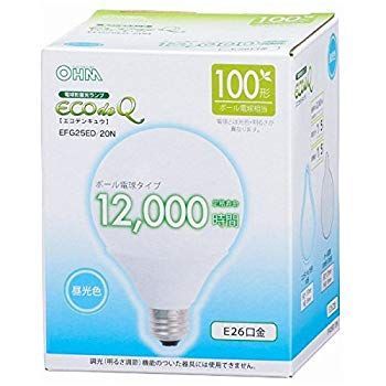【】オーム電機 電球形蛍光灯 エコデンキュウ G形 E26 100形相当 昼光色 [品番]06-0266 EFG25ED/20N 2zzhgl6