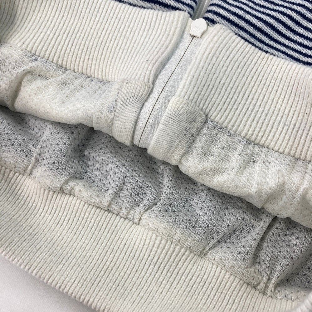 サイズ：1 PEARLY GATES パーリーゲイツ  裏メッシュ ニット ジップジャケット ボーダー柄 ネイビー系 [240101447320] ゴルフウェア レディース ストスト サイズ：1 PEARLY GATES パーリーゲイツ 裏メッシュ ニット