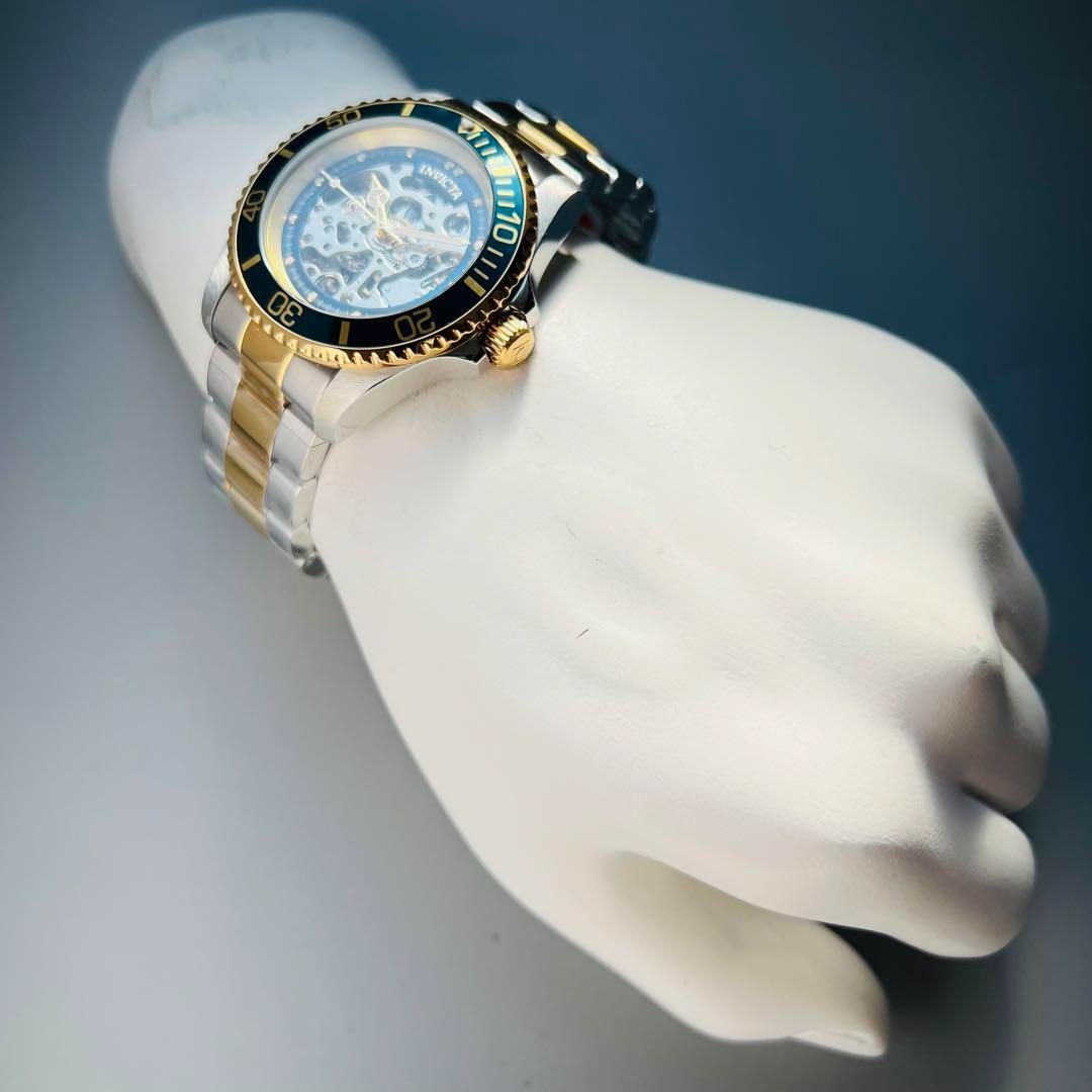 INVICTA インビクタ メンズ 腕時計 自動巻き ブルー 青 ゴールド シルバー ケース付属 新品 スケルトン ブランド おしゃれ 電池交換不要