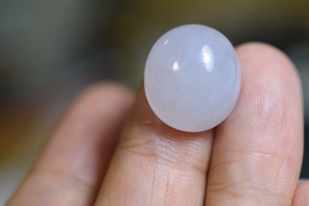 本翡翠、氷糯種大粒ラベンダーブレスレット