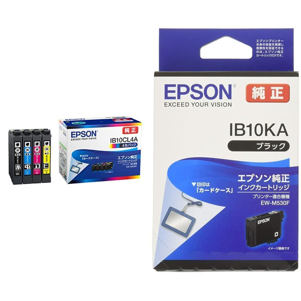 新品 [セット品] エプソン 純正 インクカートリッジ カードケース IB10CL4A 4色パック + エプソン 純正 インクカートリッジ カードケース IB10KA ブラック