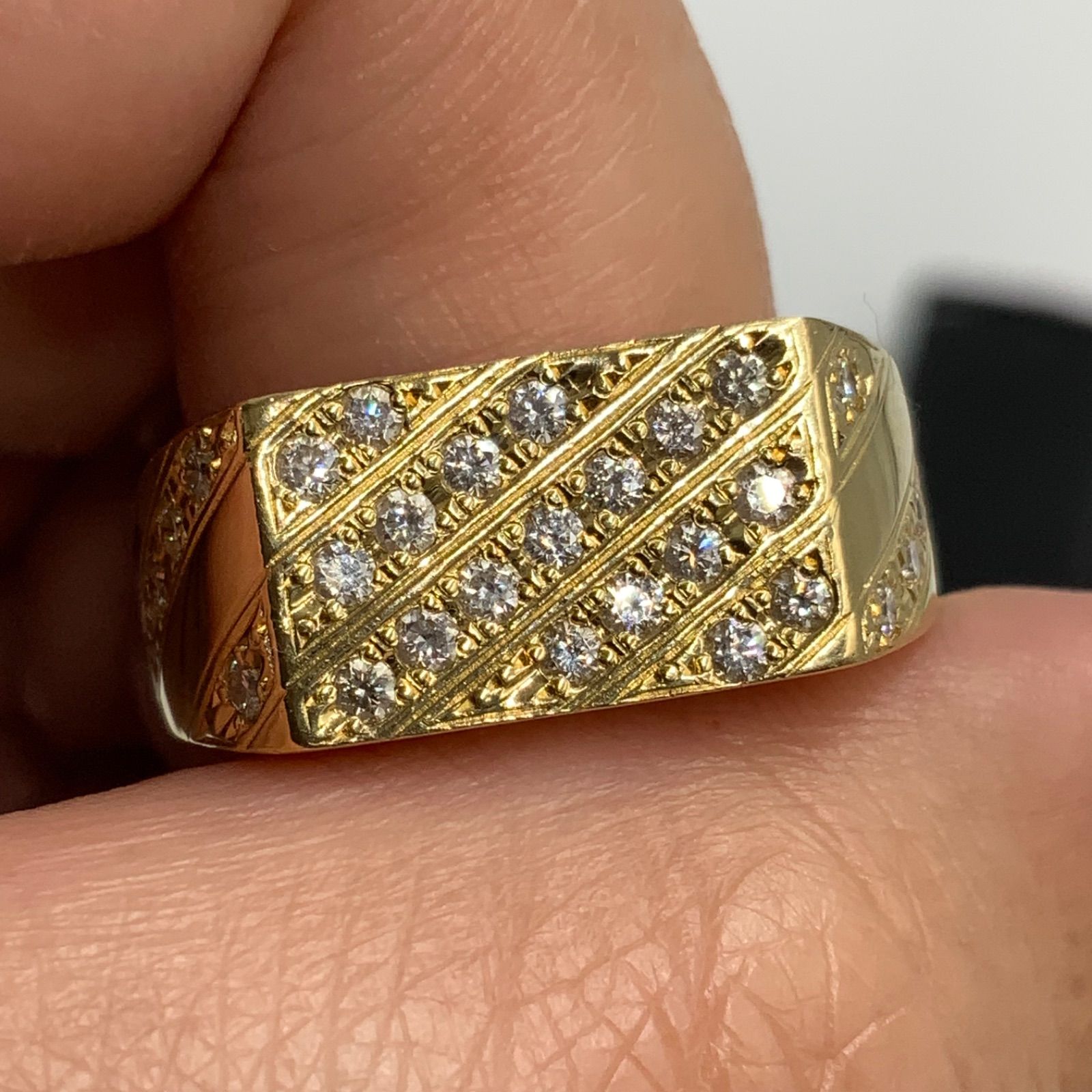 K18 18金 印台リング ダイヤモンドリング 9g - メルカリ