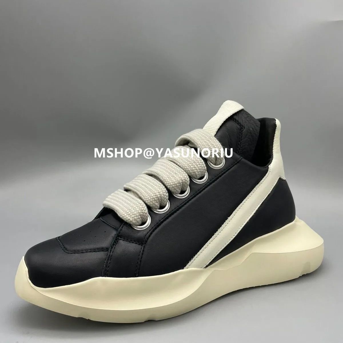 Rick Owens GETH RUNNER リックオウエンス ゲスランナー ジャンボシューレース レザースニーカー EU43 - メルカリ