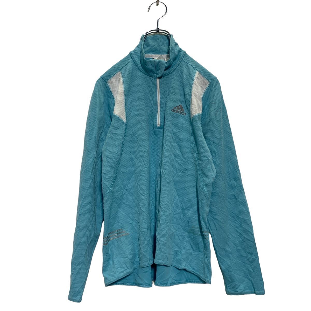adidas ハーフジップ トラックジャケット M ライトブルー アディダス 