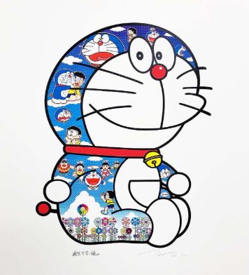村上隆×ドラえもんエディションサイン入り版画 おすわりドラえもん 泣いたり笑ったり