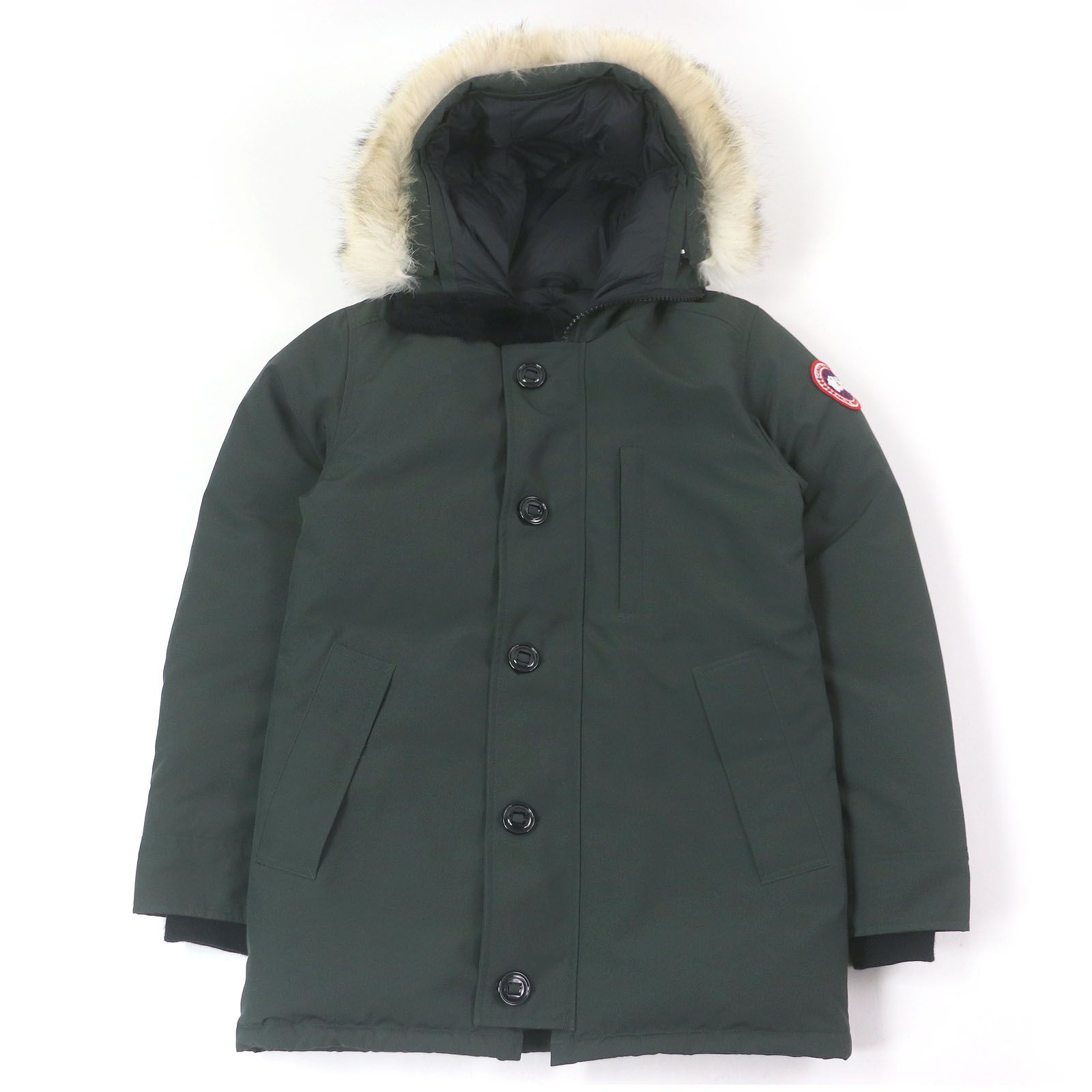 □CANADA GOOSE カナダグース 3438JM JASPER ジャスパー フーデッド ダウンジャケット ダークグリーン S カナダ製 メンズ