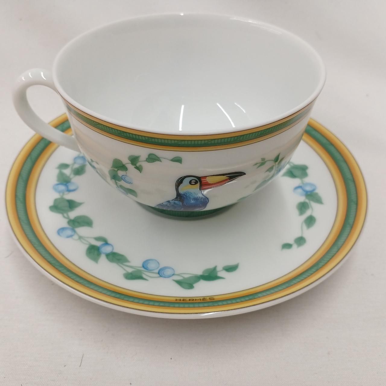  HERMES カップ＆ソーサー ペア TOUCANS Cup - Saucer Pair ティーカップ ソーサー コーヒー ティーカップ