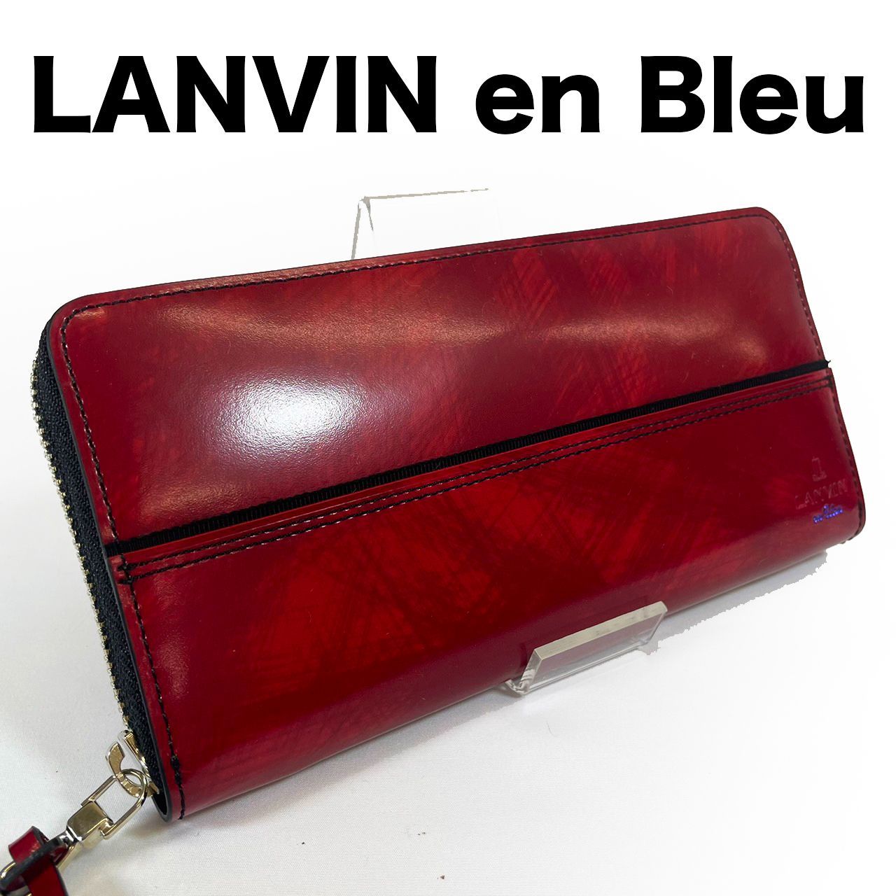 LANVIN en Bleu】ランバンオンブルー 長財布 赤 レッド × 紺 ネイビー 
