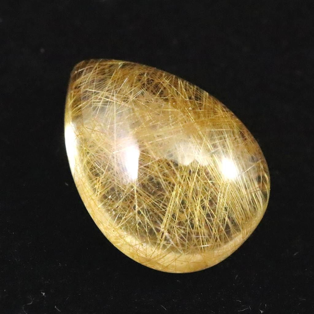 ヒマラヤ マニハール産 ゴールドルチル入り 水晶 ティアドロップ型 ルース 9.3ct 榎本通商41347