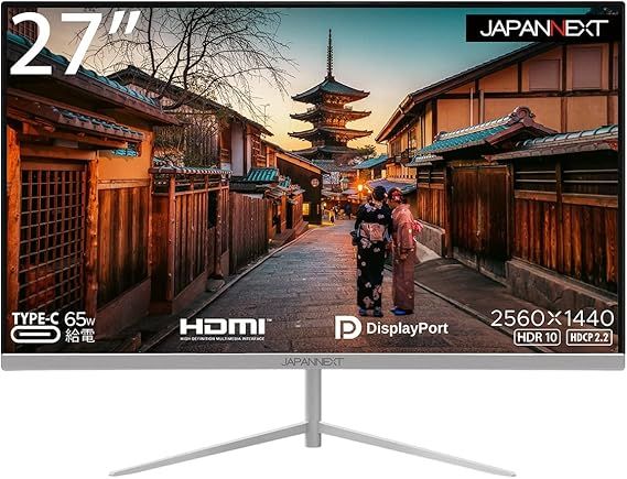 開封済 ♥品 JAPANNEXT 27インチ WQHD Type-C 65W給電対応 液晶モニター JN-T27WQHD-C65W
