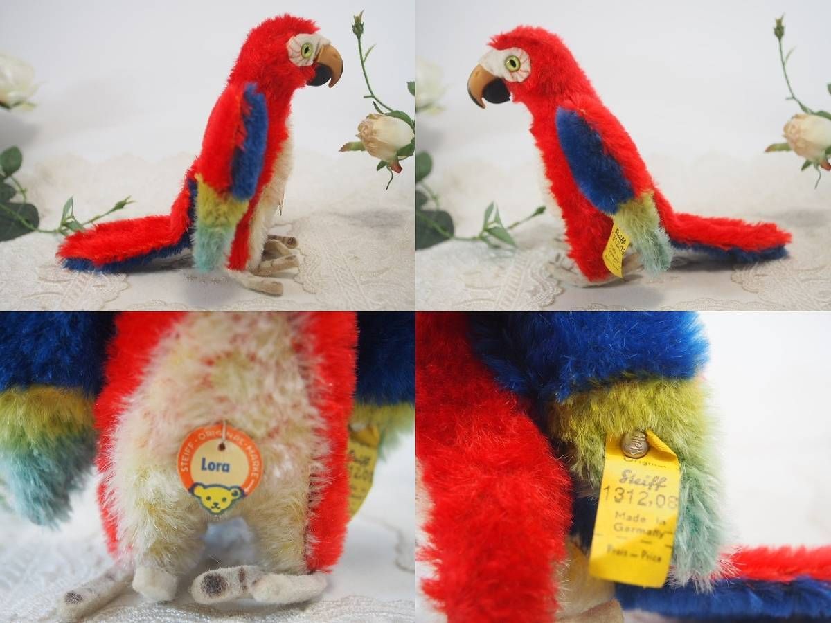 シュタイフ☆Parrot Lora 12cm オールID's完品☆オウムのローラ