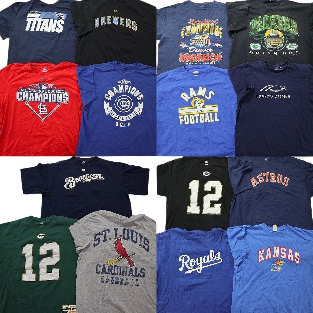 古着卸 まとめ売り プロチーム 半袖Tシャツ 15枚セット (メンズ 2XL ) MLB パッカーズ カージナルス カレッジ系 アストロズ MU0367