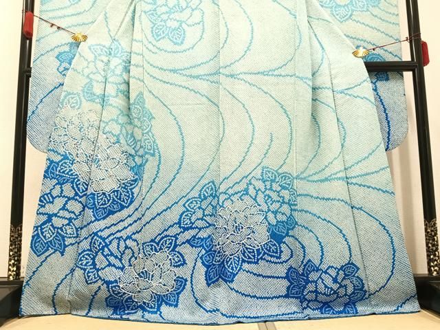 平和屋着物○豪華振袖 駒刺繍 絞り 牡丹文 暈し染め 正絹 逸品