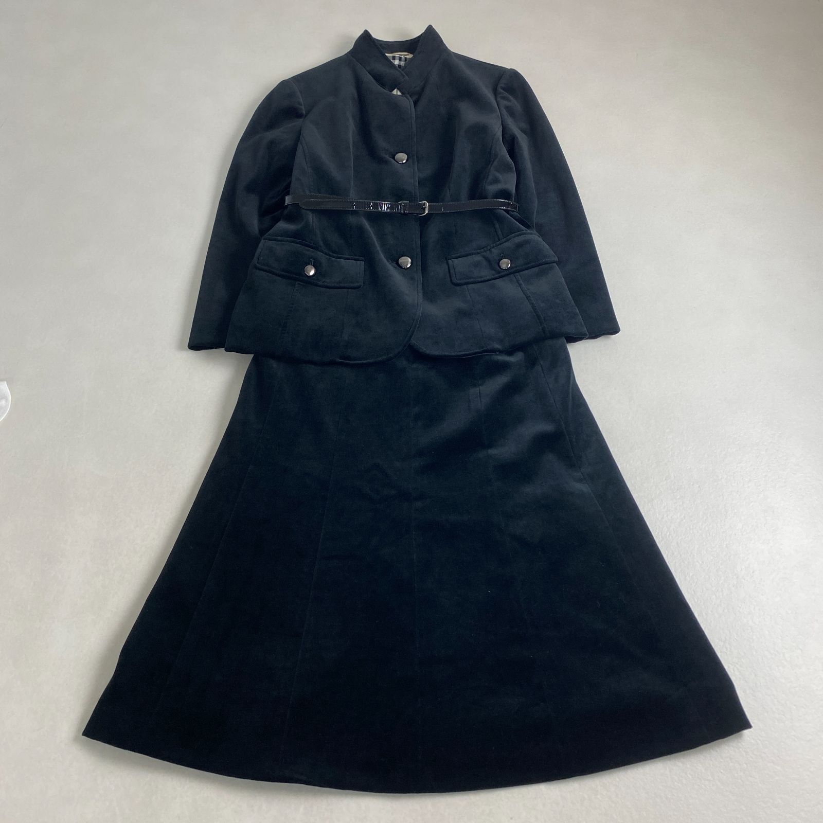 【バーバリーロンドン】シャツワンピース　ベルト　 ノバチェック　ベルト　38　黒 バーバリーロンドン セットアップ ロア ノバチェック ベルト付き