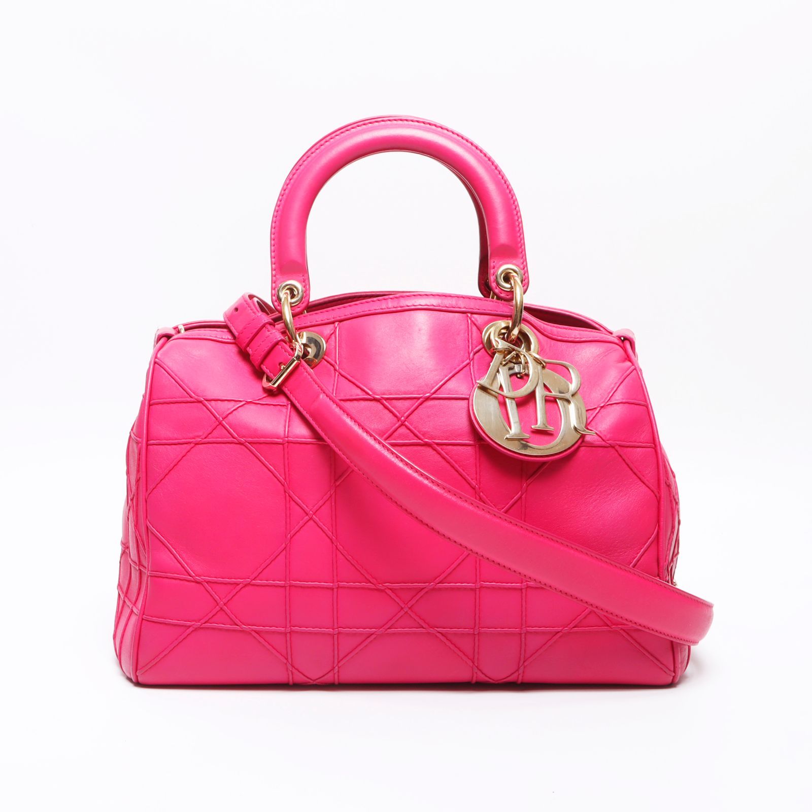 Dior グランヴィル カナージュ 2Way ハンドバッグ ショルダーバッグ ピンク