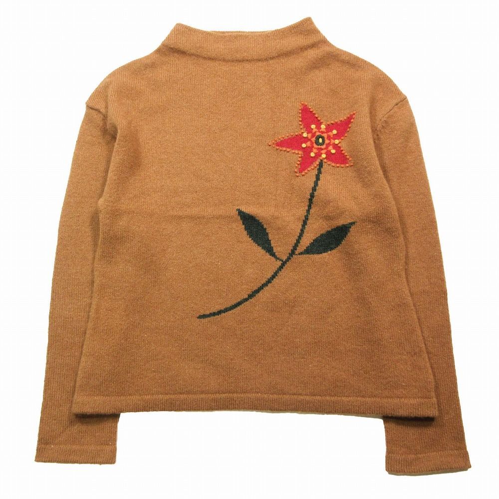Sybilla シビラ 花 フラワー 刺繍 ニット セーター モックネック ハイネック プルオーバー トップス M キャメル レディース 【中古】 Sybilla シビラ 花 フラワー 刺繍 ニット セーター モックネック