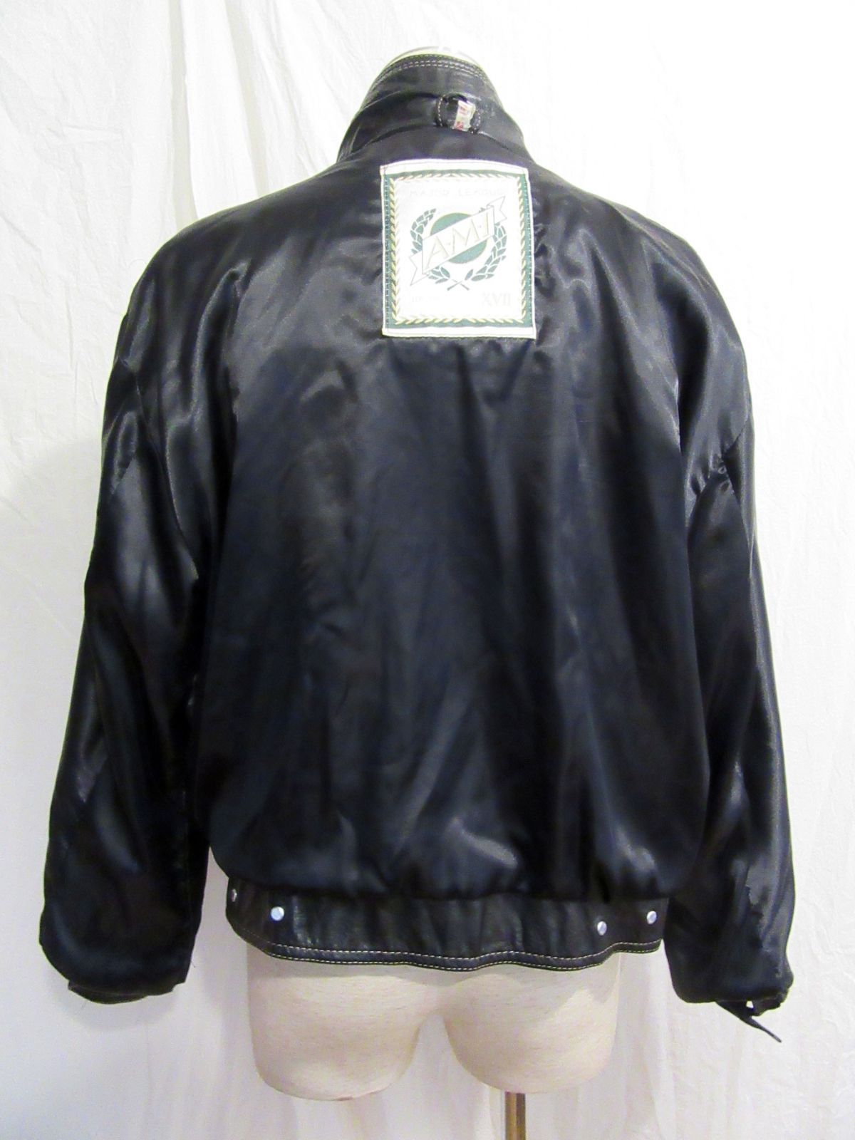 英国製ビンテージ AMI LONDON レザートラッカージャケット 表記M 黒