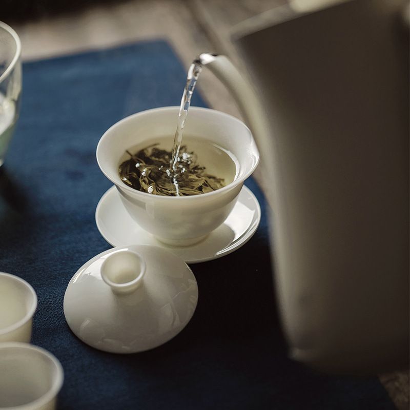 新品 三才蓋碗 豚脂白 中国茶 中国茶器 陶磁 台湾茶器 中国茶
