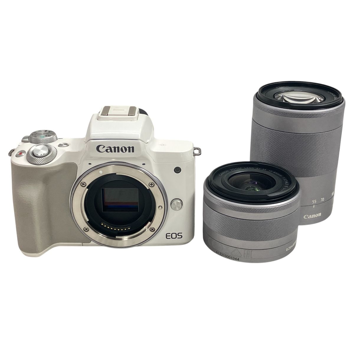 Canon EOS Kiss M ダブルズームキット EF-M 55-200mm 4.5-6.3 IS STM 15-45mm 3.5-6.3 IS STM ミラーレス 一眼レフ カメラ キャノン ジャンク W10102862