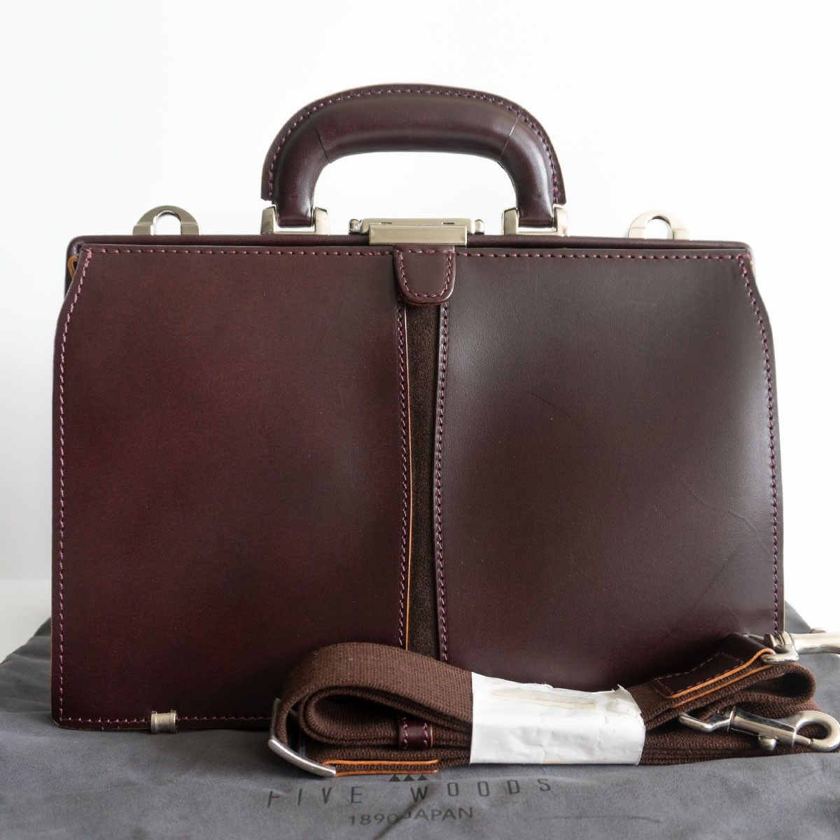 未使用 ファイブウッズ TED'S 2way レザー ダレスバッグ バーガンディ 未使用品】 FIVE WOODS 【TEDS ダレスバッグ S】バーガンディー